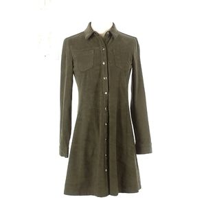 1. State Army Green Luxury Feel Faux Suede Shirt Dress, Sz 2 XS